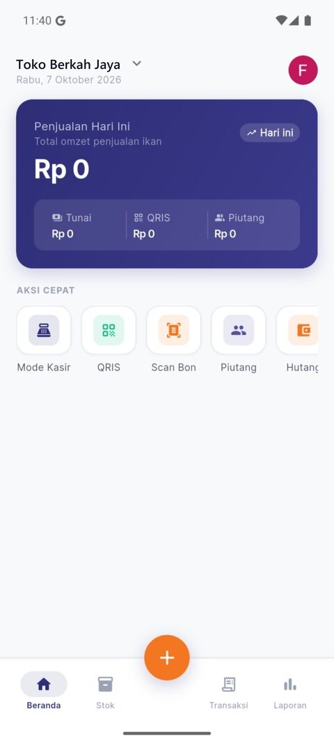 DeltaPOS — Beranda: penjualan hari ini dan aksi cepat