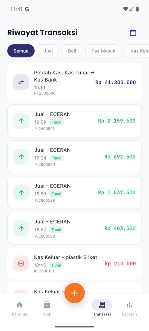 DeltaPOS — Riwayat transaksi