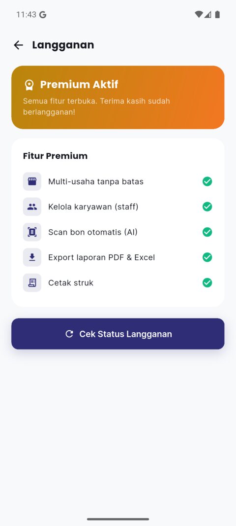 DeltaPOS — Langganan dan fitur premium